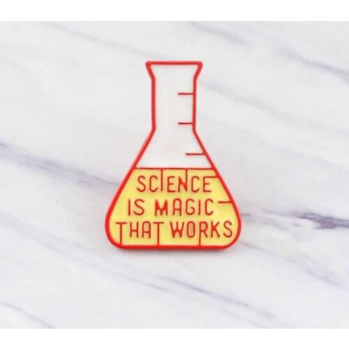 Creative cartoon "science is feasible" test bottle science experiment brooch shirt backpack jewelry friend jewelry gift