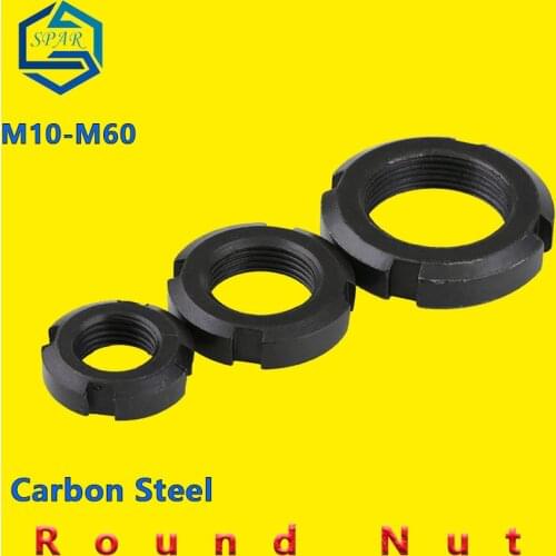 Round Nuts Slotted Nut Four Slot Nut Retaining Nut Stop Nut Four-slot Screw Cap GB812 M10/M12...M60 Carbon Steel Zinc Plating