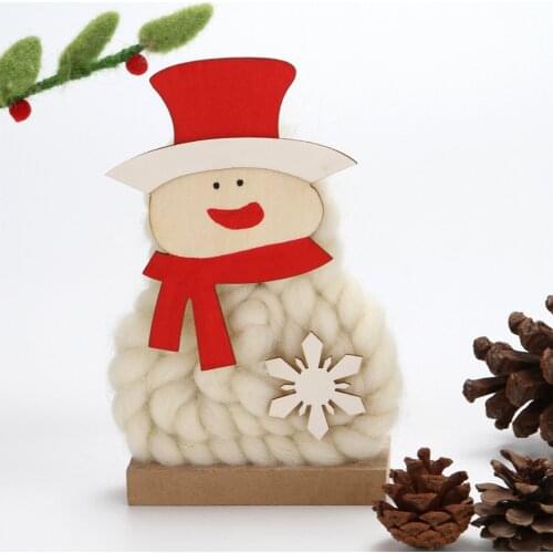 Elk Christmas Decoration Wooden Wool Felt Present Mini For The Elderly Fabric Cute Doll Snowman Xmas Gift Desktop Ornaments