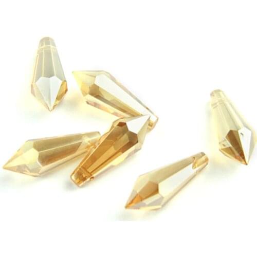 38mm 10pcs/Lot Gold Chamapagne Chandelier Glass Crystals Lamp Prisms Parts icicle Hanging Pendants For Lighting Decoration