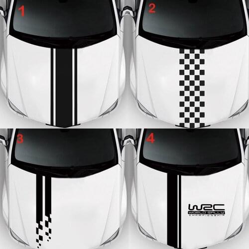 Fashion WRC Stripe Car Covers Vinyl Racing Sports Decal Head Car Sticker Wrap Vinyl Stickers For Car Head Decoration