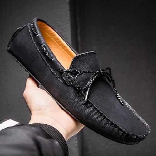 Mens Shoes Casual Luxury Brand Summer Men Loafers Genuine Leather Moccasins Light Breathable Slip on Boat Shoes Big Size 49