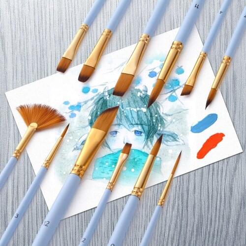 12Pcs Paint Brush Set Fine Detail Paintbrushes for Miniature Acrylic Oil Watercolor Painting Beginner Student Artist Drawing Kit