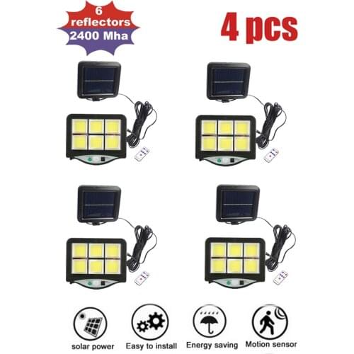 4pcs seperable Outdoor Solar Wall lamp Motion Sensor solar lights 120LED IP65 Waterproof 6 Head Patio Garage security lighting i