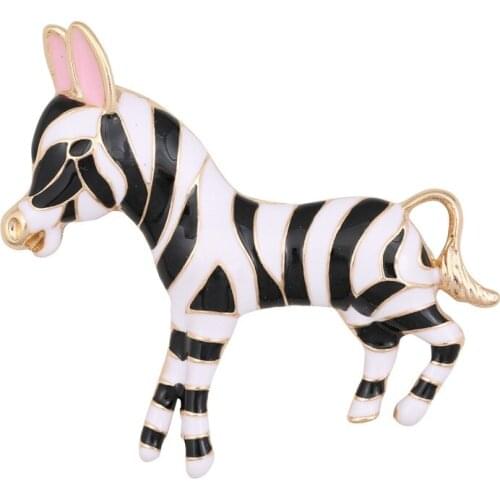 2020 New European and American retro style Enamel zebra temperament fashion animal brooch with accessories female