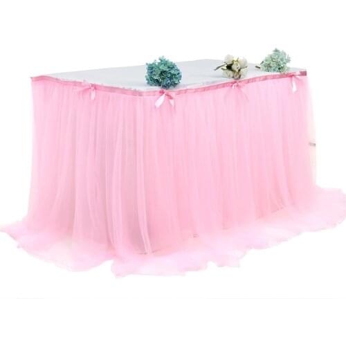 New Thin Mesh Gauze Table Skirt Wedding Party Birthday Banquet Baby Baptism Tables Skirting Christmas Partys Home Decorative