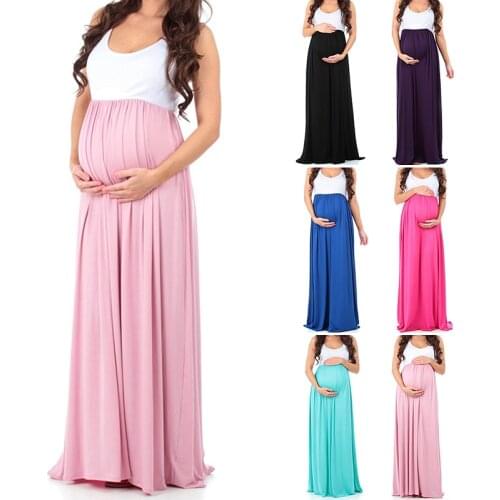 Clothes for Pregnant Women Dress Long Nursing Pregnancy Solid Tank Dress Flower photography Clothing Party Maternity dresses