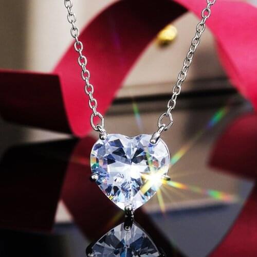 New Neklace Zircon Layer Pendant Heart Necklace Silver ColorReal gold chain Necklace For Women Heart Necklace Drop shipping