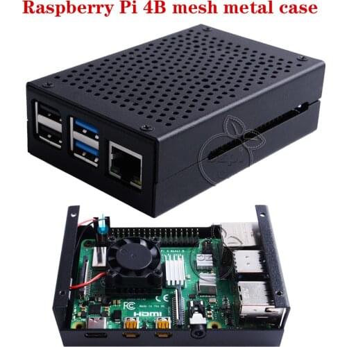 Raspberry Pi 4 Model B Grid Design Iron Metal Case Cooling Fan Mesh Design Good Thermal Protection Effect Board Accessories
