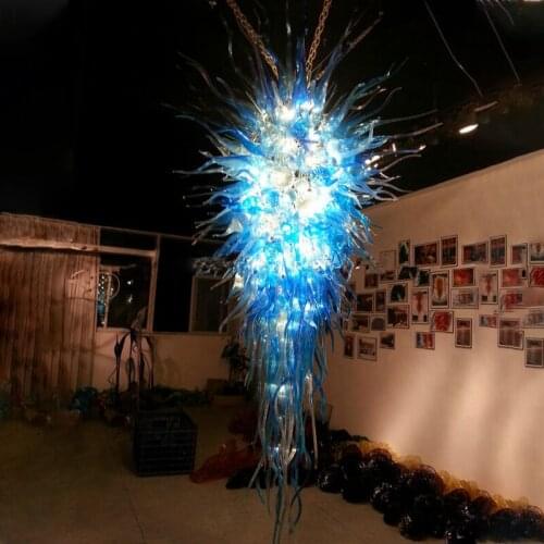Luxury Big Blue Hand Made Murano Glass Chandeliers for Party Home Hotel Lamparas De Techo Colgante Moderna