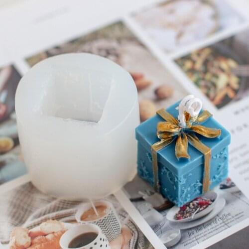 Christmas Square Bow Gift Box Fondant Cake Silicone Mold Diy Scented Candle Christmas Series Candle Mold Cake Decorations