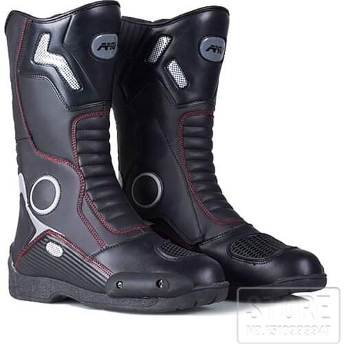 AMU Motorcycle Protective Boot Motor Sports Motocross Dirt biker boot Cross-country Water Proof Leather Boots Shoes