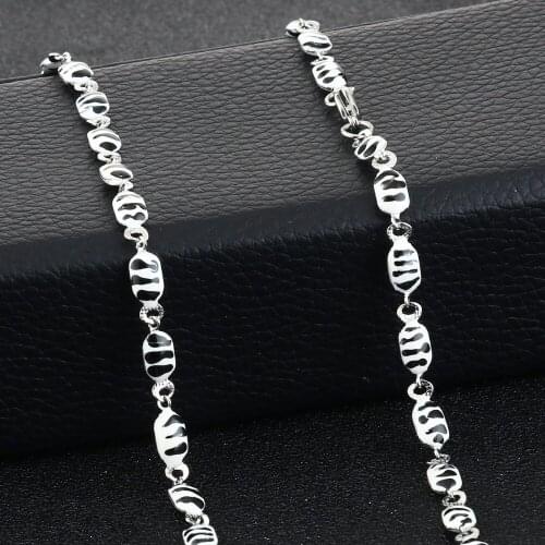 Weeding Statement Necklaces Stainless Steel Link Chains Enamel Beads Pattern Necklaces for Women Choker Gifts kolye FN20