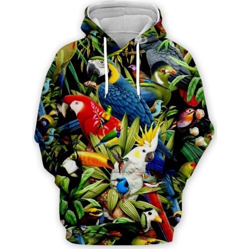 Parrot Fashion Male/Female hoodies animal 3d Print Sweatshirt streetwearHoodies Harajuku Couple Clothing YK17