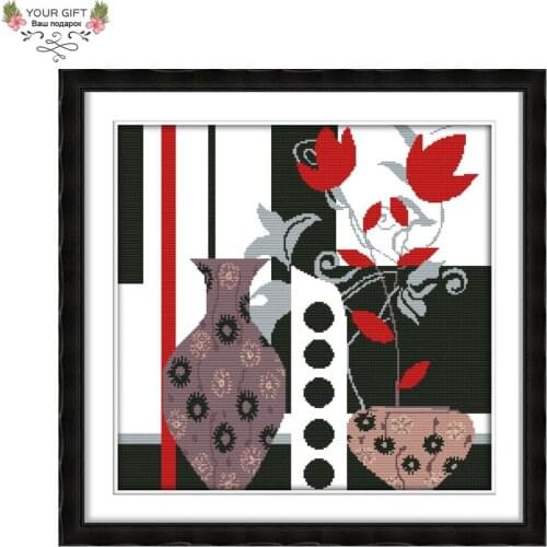Your Gift Counted and Stamped Abstraction Vase Needlework Needlepoint Embroidery DIY Cross Stitch kits for Home Decor J284
