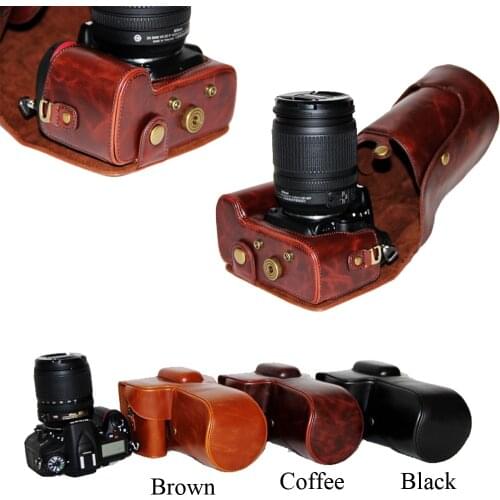 Retro Vintage PU Leather Camera Case Bag For Nikon D7000 D7100 D7200 Camera Bag Coffee Black Brown