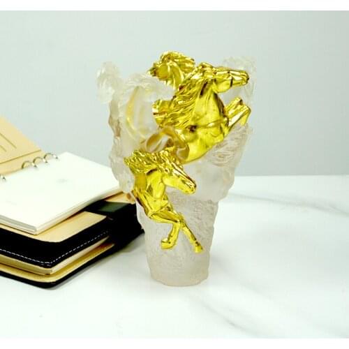 Eastern High-end Roses Design Vase Flowers Container Color Glazed Pot Fascination Luxry Crystal Artwork Desktop Arab Home Decor