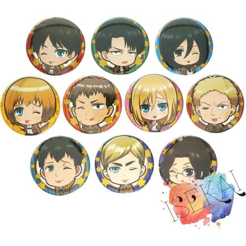 Attack on Titan Anime Badge Eren Levi Armin Arlelt Zoe Hange Hans Jean Erwin Smith Krista Lenz Metal Badge Brooch Pins