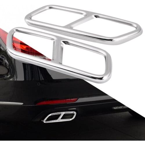 1 Pair Rear Dual Exhaust End Pipe Tip Sticker Cover Trim for Mercedes Benz GL X166 13-15 S R Class W222 W251 10-17 Silver New