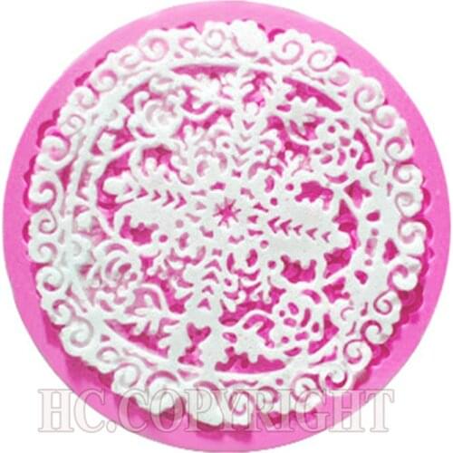 1PCS Round Crown Shape Flowers Silicone Lace Mould Fondant lace Chocolate Moulds Wedding Christmas Cake Decorating Baking Tools