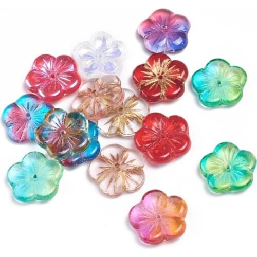 1 bag Flower Mixed Color Dyed Czech Glass Beads Spacer Beads for Jewelry Making DIY Bracelet Necklace Accessories Finding 14x4mm