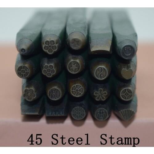 20PCS High Quality 45 Steel Stamp Set Flower Smile Star Heart Metal Marking Stamps Jewelry Tools Punching Tool
