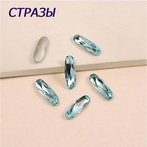 4161 Elongated Baguette Shapes Aquamarine Sew On Crystal Rhinestones Jewels Fancy Stone Sew On Crystal DIY