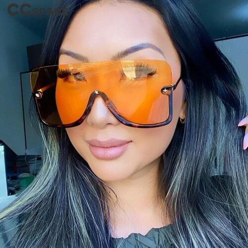 46266 Oversized Half Frame One Lens Luxury Mirror Sunglasses Brand Designer Star Men Women Fashion Uv400 Eyeglasses