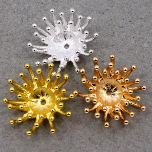 5pcs 15*7mm copper Filigree Flowers Bead Caps Base Connectors Diy Bracelet Headwear Components For Handmade Jewelry Accessories