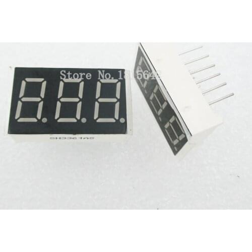 5PCS/LOT 3bit 3 bit Common Cathode Digital Tube 0.36" 0.36 inch Red LED Digit 7 Segment