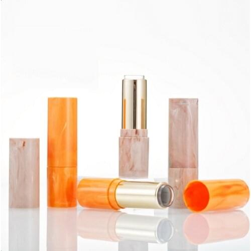 50 pcs/lot Empty Lipstick Lip Balm Tubes Plastic Marble Yellow Makeup Packaging DIY Cosmetic Lipstick Containers