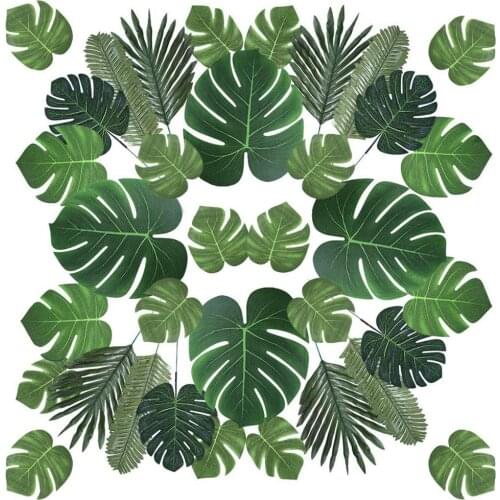 90 pcs Per Set Hawaiian Turtle Leaf Faux Leaves Assortted Size Artificial Leaf for Outdoor Beach Party Diy Decoraive