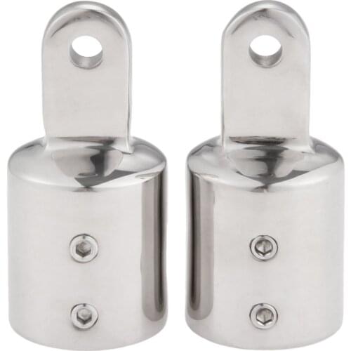 2 Pcs Stainless Steel Yacht Boats Accessories Marine Fit For 25mm 1" Pipe Eye End Cap Boat Bimini Top Fitting Rounded Hardware