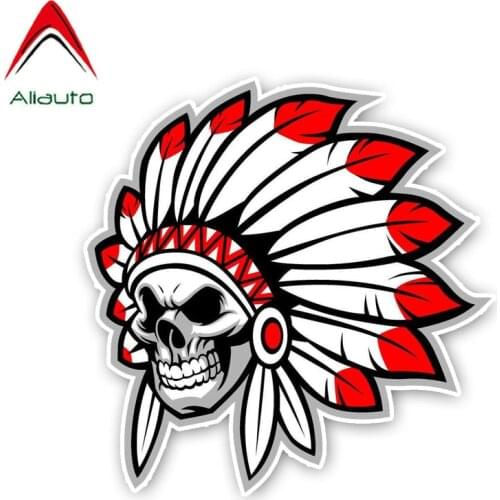 Aliauto Creative Car Sticker Skull Native Indian Decor PVC Decal Cover Scratches for Peugeot 3008 Golf 6 Harman Kardon,12cm*12cm