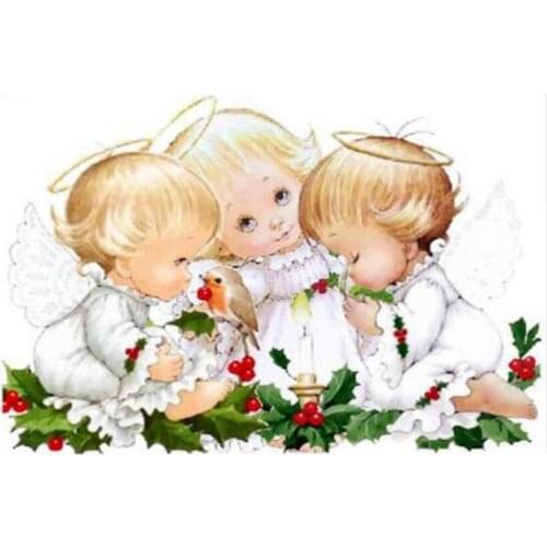 DIY Diamond Painting Three Angel Baby Full Square/Round Rhinestones Embroidery Mosaic Cross Stitch JX420