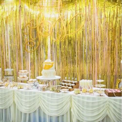 Free Shipping Colorful Laser Rain Curtains Ribbons for Wedding Baby Shower Birthaday Christmas Backdrop Wall Hanging Decorations