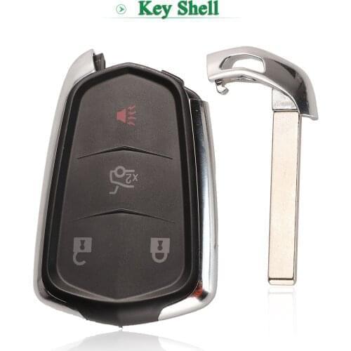 Bilchave 10pcs 4 Buttons Remote Key Shell For Cadillac Ats Xts Srx Ct6 Xt5 Atsl With Uncut Blade Replacement Key Case