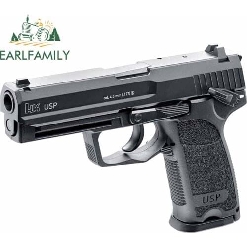 EARLFAMILY 13cm x 10.1cm for Heckler & Koch USP Blowback Vinyl Car Sticker Windshield DIY Hip Hop Anime Custom Printing Decals