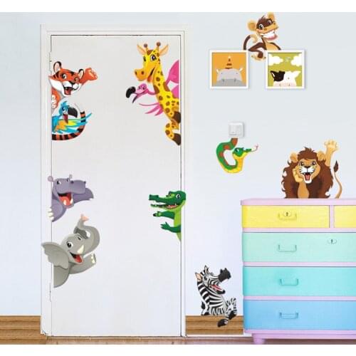Forest Animals lion elephant wall stickers For kids rooms home wall decals lion elephant giraffee mural cover art posters