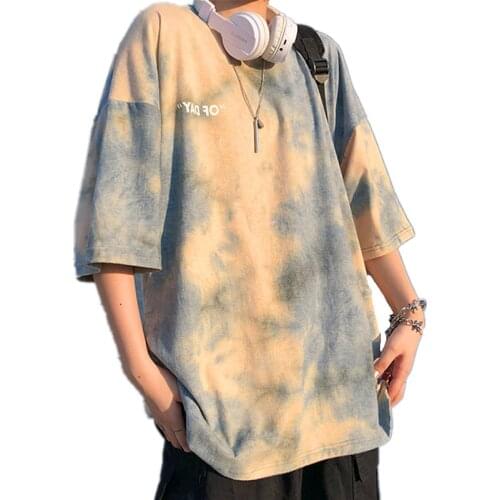 BF Style Tie Dye Printed Short Sleeve Oversized Tshirt Women Street Fashion Casual Loose Tee Shirt Harajuku Summer Tops Plus 4XL