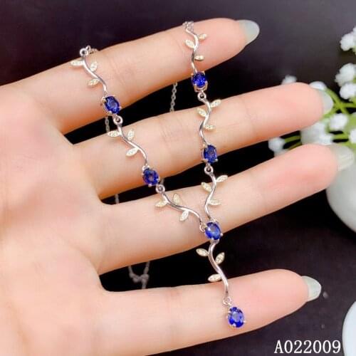 KJJEAXCMY fine jewelry 925 Sterling Silver inlaid natural sapphire trendy girl new Pendant Necklace support test