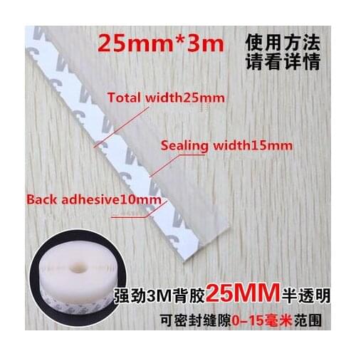 25mm 3 5 10 m width door window bottom self adhesive silicone rubber seal strip weatherstrip burlete puertas y ventana