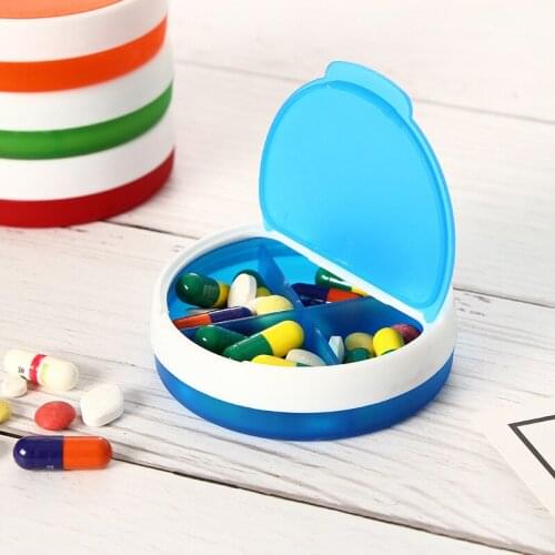 Portable 4 Grids Weekly Candy Pill Case Medicine Tablet Dispenser Organizer Pill Box Splitters Pill Storage Organizer Container