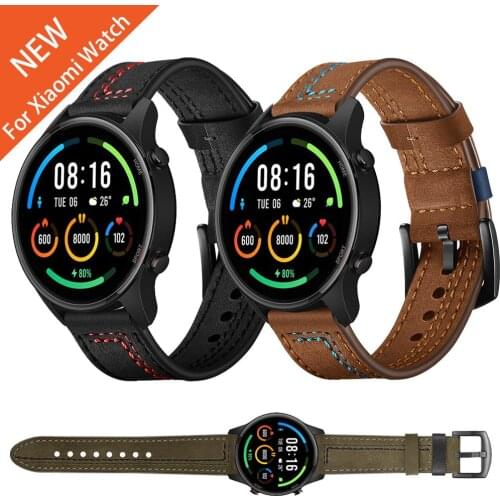 For Xiaomi Mi Watch Stitching Leather Strap Color Sports Edition Band For Mi Watch Color Replaceable Bracelet Watchbands