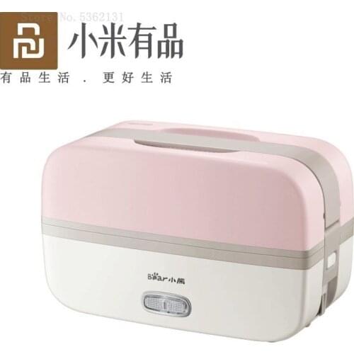 Youpin Bear Electric Heated Lunch Box Portable Electric Heating Food Heater Mini Rice Cooker Bento Box Food Warmer Cooking Pot