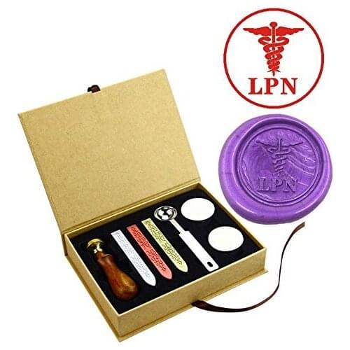 LPN Nurse Vintage Brass Wax Seal Stamps Kit Wooden Handle Birthday Wedding Gifts Stamps