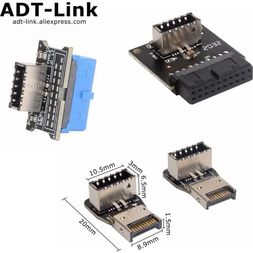Motherboard USB3.019P/20P to TYPE-E 90 degree adapter chassis front TYPEC plug-in port