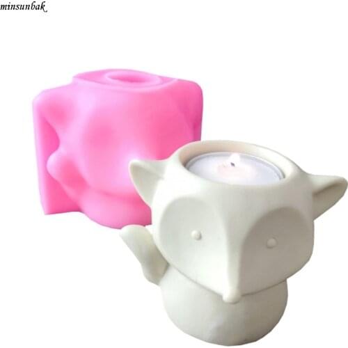 Minsunbak 3D Fox Candle Holder Mould Candle Silicone Mold Resin Concrete Candle Holder Mould Plaster Candle Holder Mould