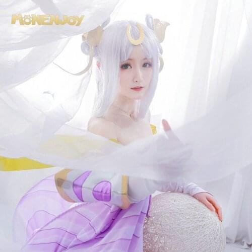 Monenjoy Honor of Kings Chang E Cosplay Wig Silvery White Cos Hair
