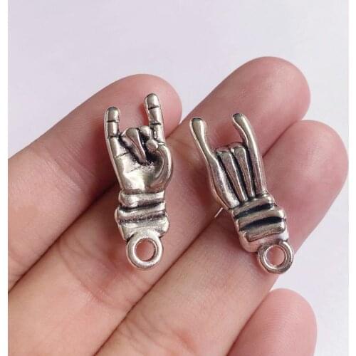 10pcs /Lot 29x11mm Rock Hand Charms Tibetan Silver Color Pendant For Making Fit DIY Earring Jewelry Handmade Accessories Crafts